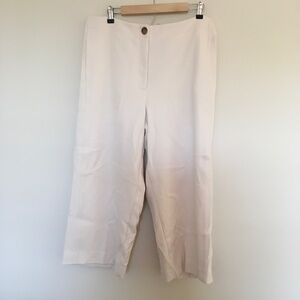 NWT Ann Taylor The Wide Leg Crop Pants High Rise 16 Petite White Stretch Lined